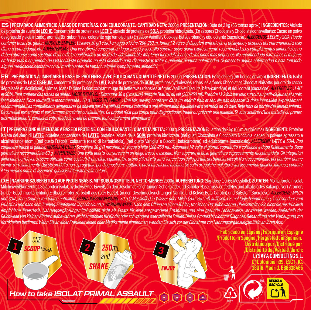 El aislado de proteína de suero Primal Assault es el más avanzado del mercado: la más alta calidad. Sin trucos ni ingredientes ocultos.