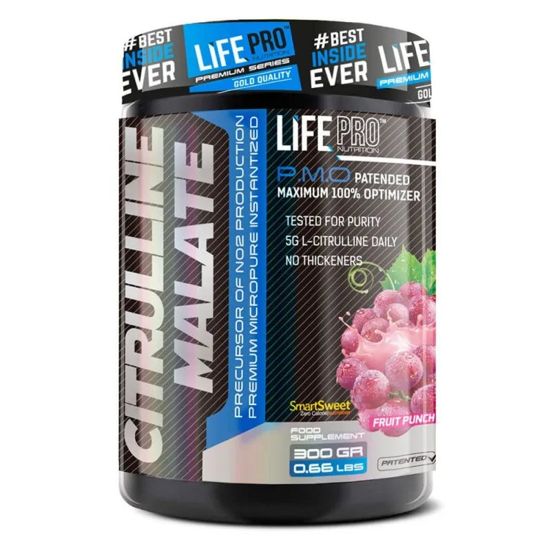 Life pro nutrition citrulina malato 300 g - aumenta el rendimiento muscular - aumenta la fuerza y la resistencia - disminuye la fatiga