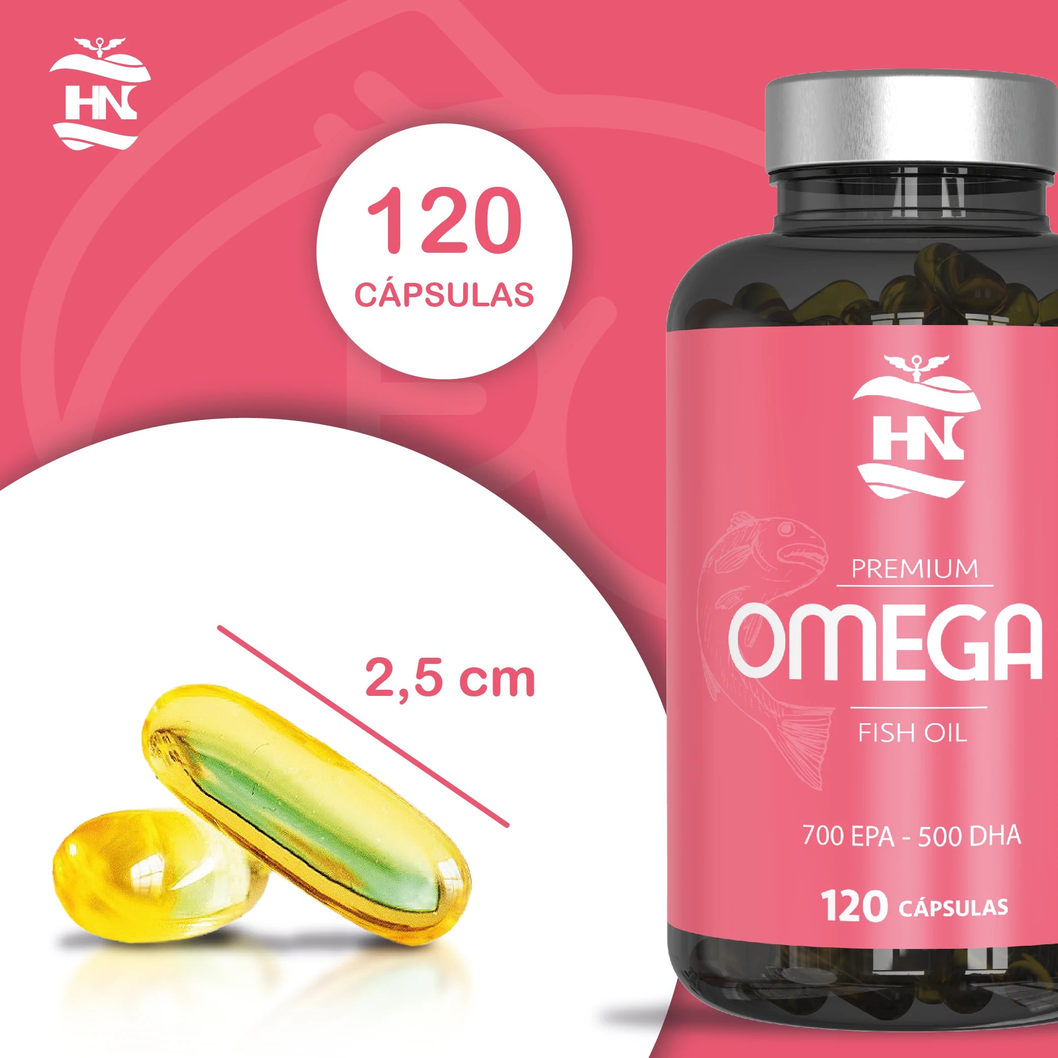 HN Healthy Nutrition Omega 3 Cápsulas 2000 mg – 240 Perlas y Vitamina E – Omega 3 con EPA (Ácido Eicosapentaenoico)