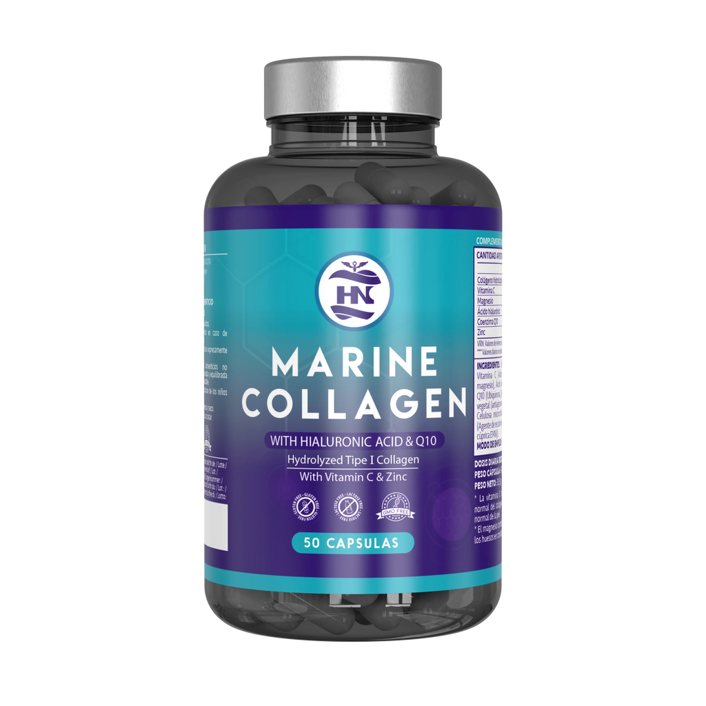 Hn - Nutrición Saludable Colágeno Marino Hidrolizado Puro con Ácido Hialurónico y Vitamina C
