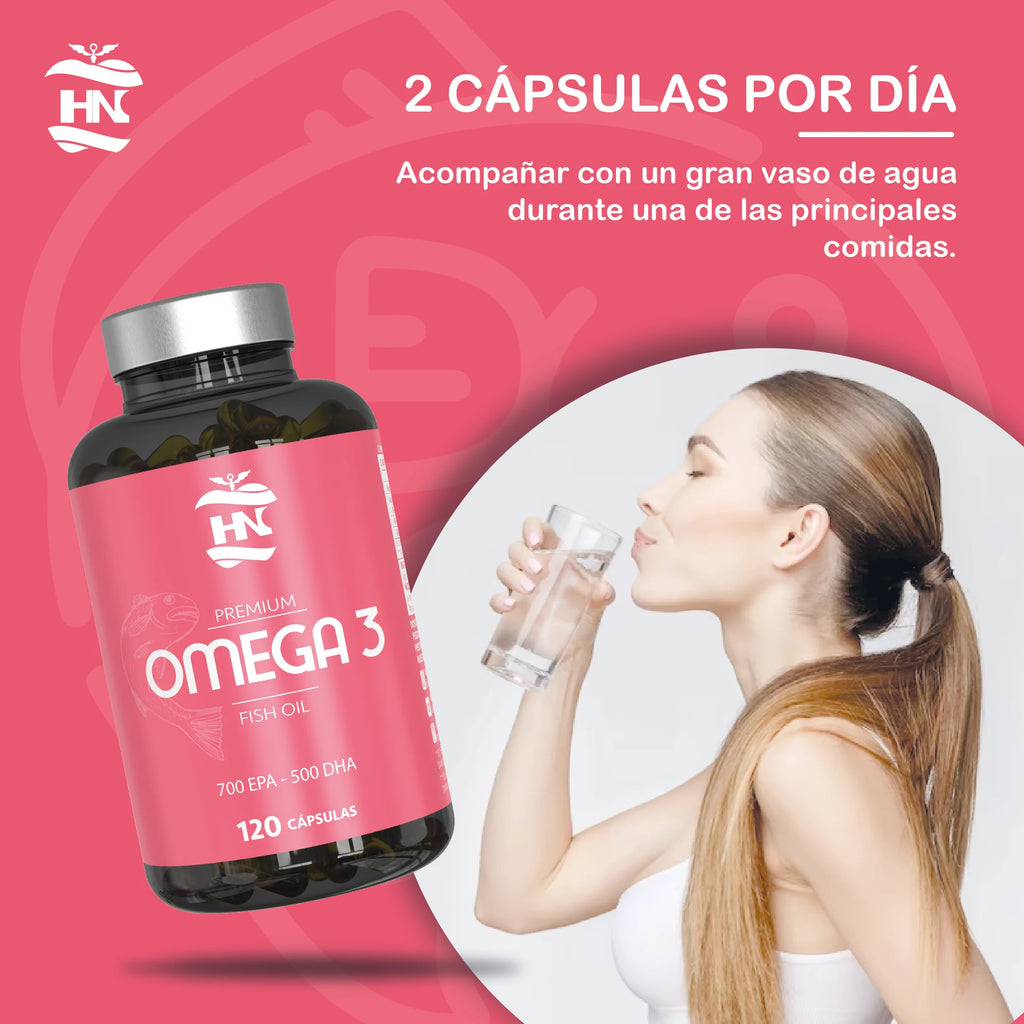 HN Healthy Nutrition Omega 3 Cápsulas 2000 mg – 240 Perlas y Vitamina E – Omega 3 con EPA (Ácido Eicosapentaenoico)