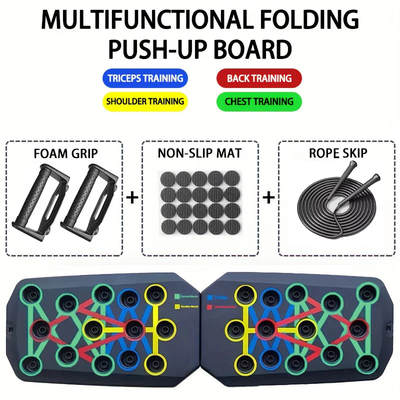 Set de Tablero para Flexiones Portátil y Multifuncional — Barra Plegable para Flexiones | Equipamiento Fitness para Entrenamiento de Pecho, Abdomen, Brazos y Espalda