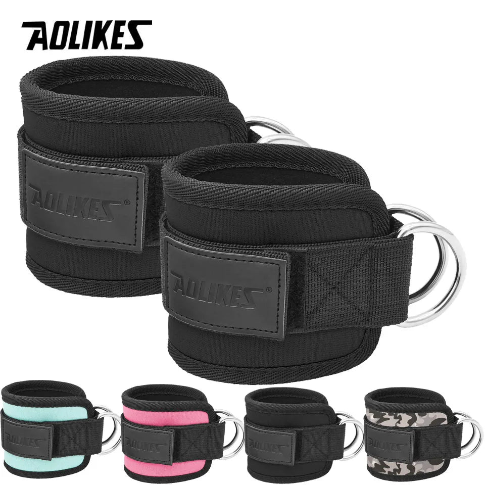 AOLIKES Tobilleras y Muñequeras acolchadas y ajustables con correas acolchadas y anilla en D para máquina de cable, ideales para ejercicios de glúteos