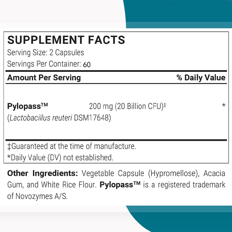 Fórmula H. pylori - suplemento natural probiótico - 60 cápsulas vegetarianas