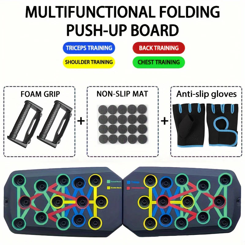 Set de Tablero para Flexiones Portátil y Multifuncional — Barra Plegable para Flexiones | Equipamiento Fitness para Entrenamiento de Pecho, Abdomen, Brazos y Espalda