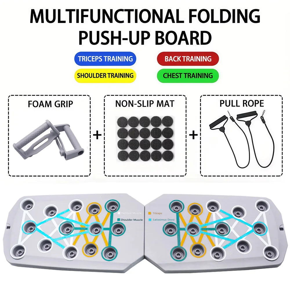 Set de Tablero para Flexiones Portátil y Multifuncional — Barra Plegable para Flexiones | Equipamiento Fitness para Entrenamiento de Pecho, Abdomen, Brazos y Espalda