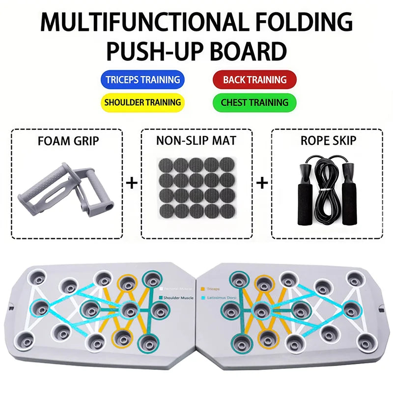 Set de Tablero para Flexiones Portátil y Multifuncional — Barra Plegable para Flexiones | Equipamiento Fitness para Entrenamiento de Pecho, Abdomen, Brazos y Espalda