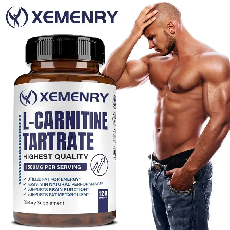 Tartrato de L-carnitina Cápsulas Premium de 1500 mg - Producción de energía natural, Apoya el metabolismo