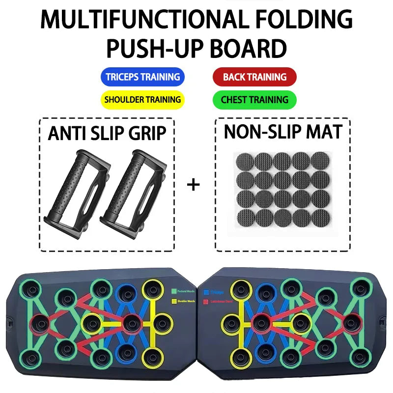 Set de Tablero para Flexiones Portátil y Multifuncional — Barra Plegable para Flexiones | Equipamiento Fitness para Entrenamiento de Pecho, Abdomen, Brazos y Espalda