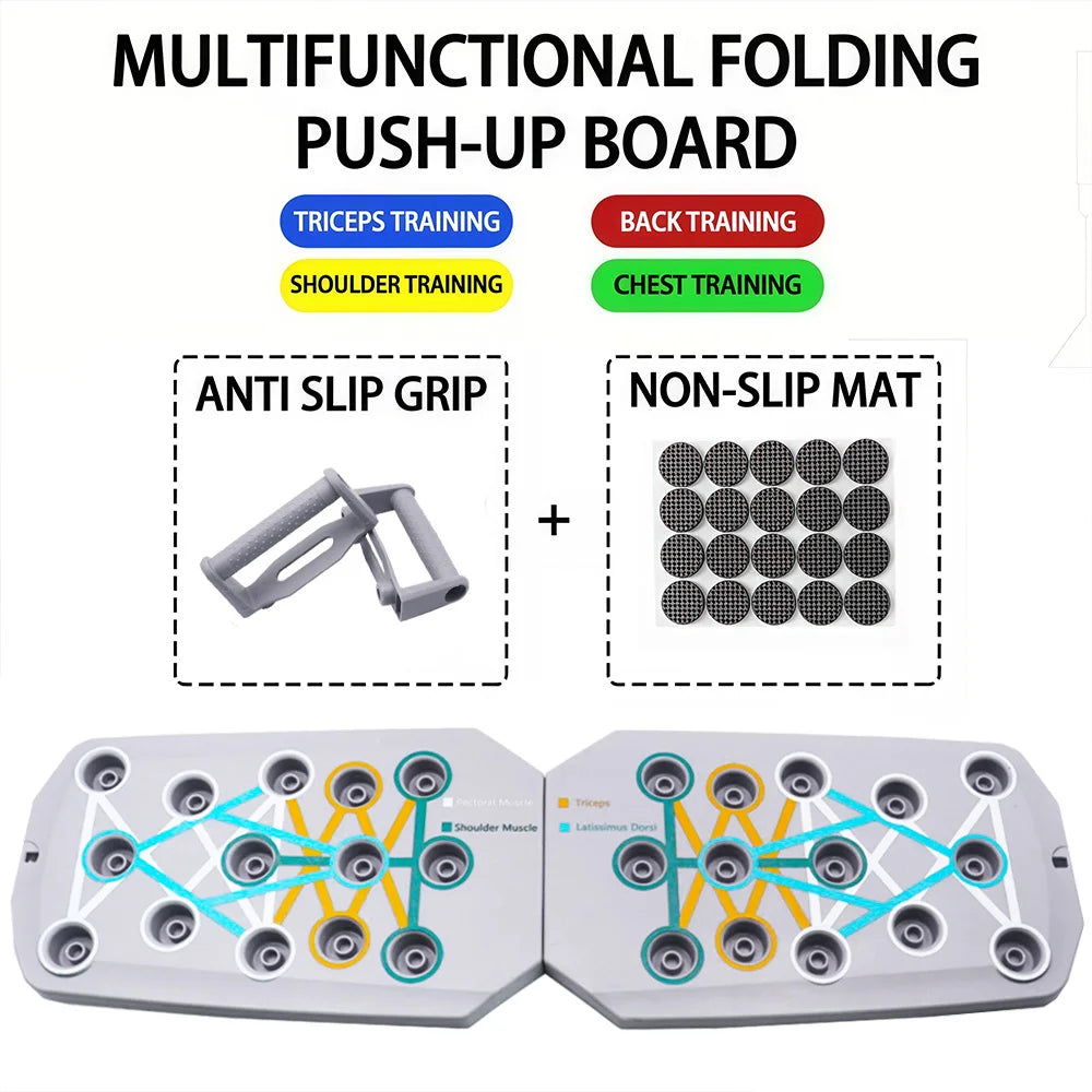 Set de Tablero para Flexiones Portátil y Multifuncional — Barra Plegable para Flexiones | Equipamiento Fitness para Entrenamiento de Pecho, Abdomen, Brazos y Espalda