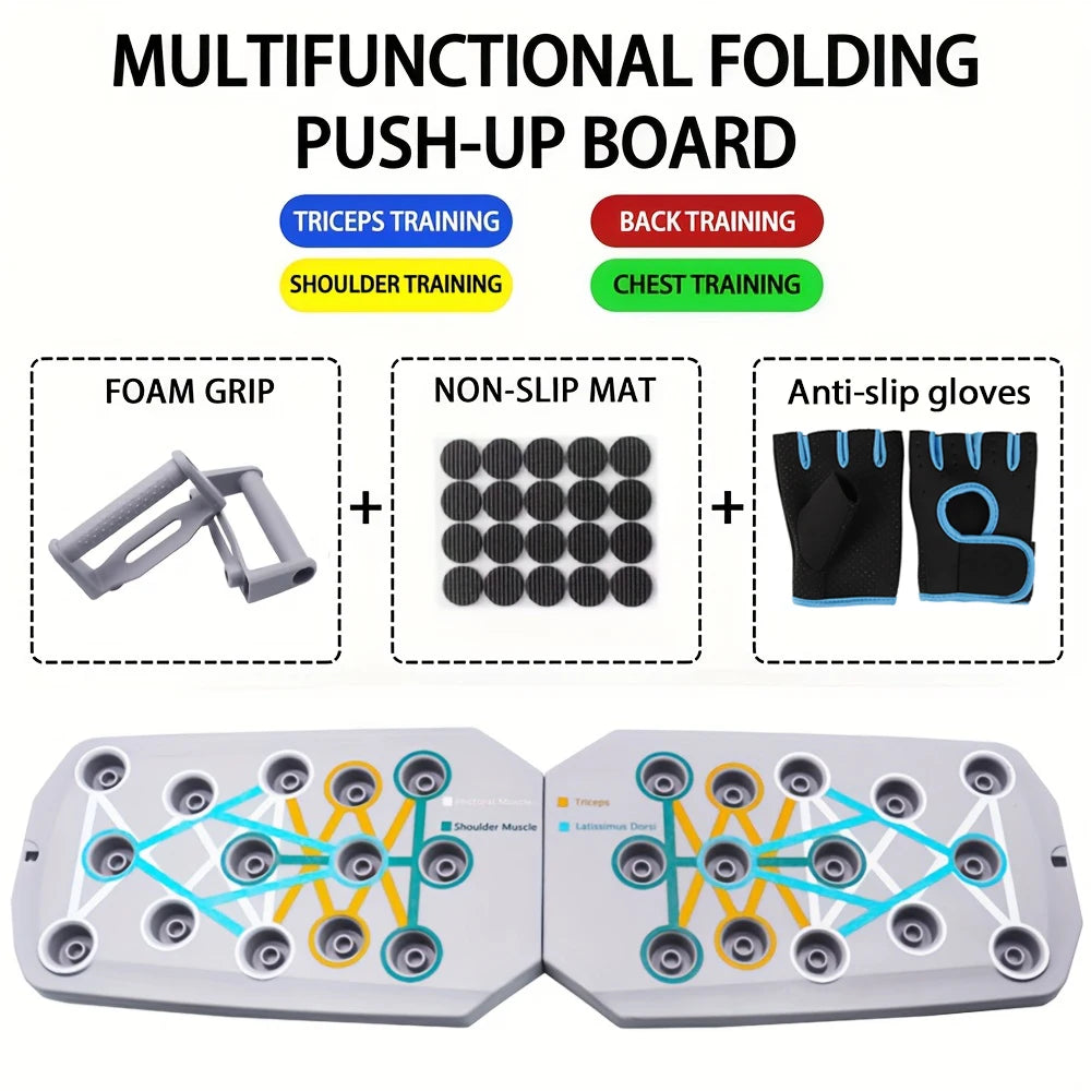 Set de Tablero para Flexiones Portátil y Multifuncional — Barra Plegable para Flexiones | Equipamiento Fitness para Entrenamiento de Pecho, Abdomen, Brazos y Espalda