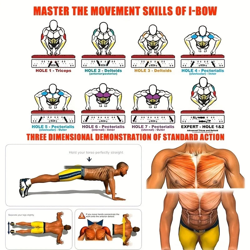 Set de Tablero para Flexiones Portátil y Multifuncional — Barra Plegable para Flexiones | Equipamiento Fitness para Entrenamiento de Pecho, Abdomen, Brazos y Espalda