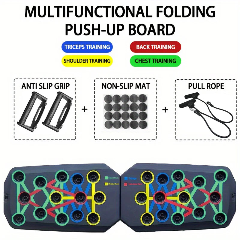 Set de Tablero para Flexiones Portátil y Multifuncional — Barra Plegable para Flexiones | Equipamiento Fitness para Entrenamiento de Pecho, Abdomen, Brazos y Espalda