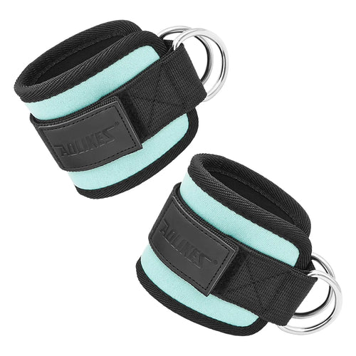 AOLIKES Tobilleras y Muñequeras acolchadas y ajustables con correas acolchadas y anilla en D para máquina de cable, ideales para ejercicios de glúteos