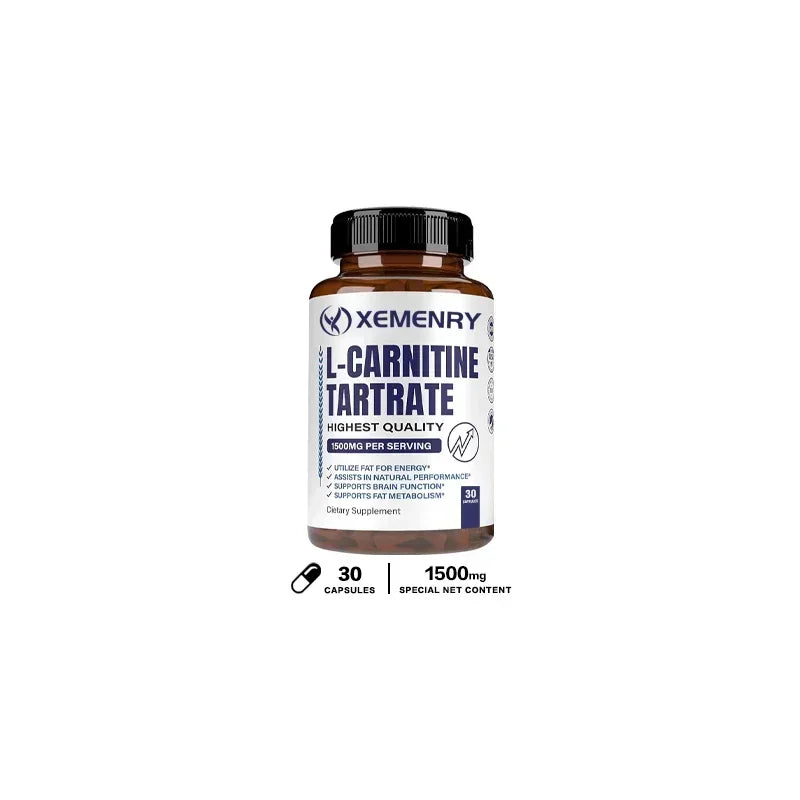 Tartrato de L-carnitina Cápsulas Premium de 1500 mg - Producción de energía natural, Apoya el metabolismo