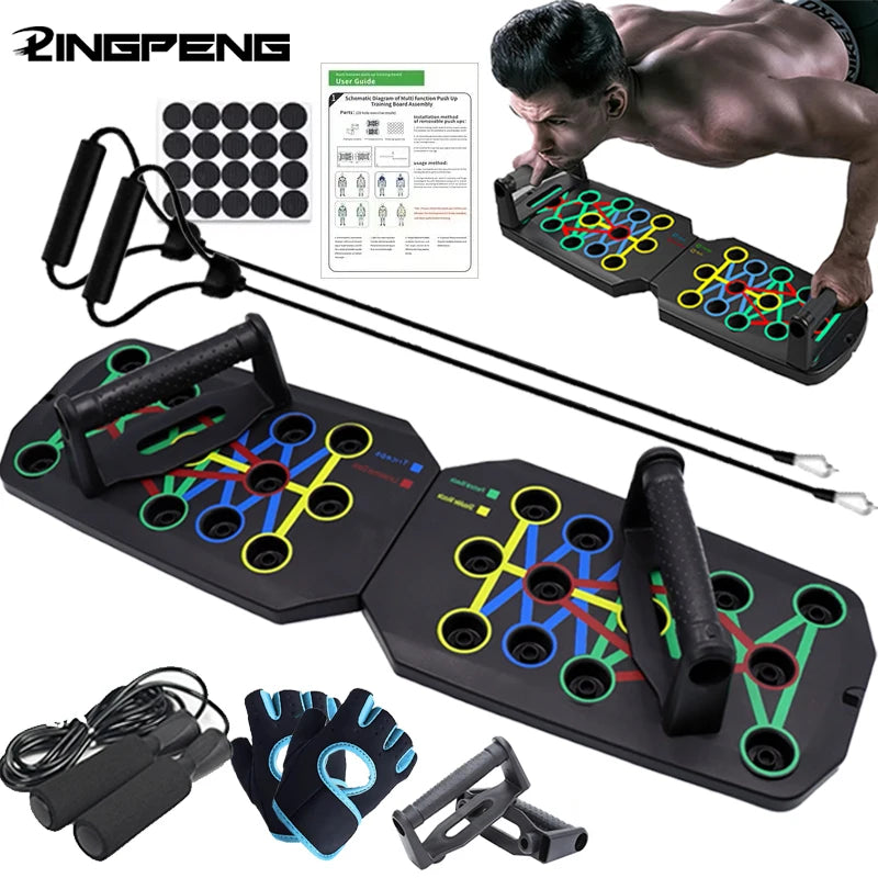 Set de Tablero para Flexiones Portátil y Multifuncional — Barra Plegable para Flexiones | Equipamiento Fitness para Entrenamiento de Pecho, Abdomen, Brazos y Espalda