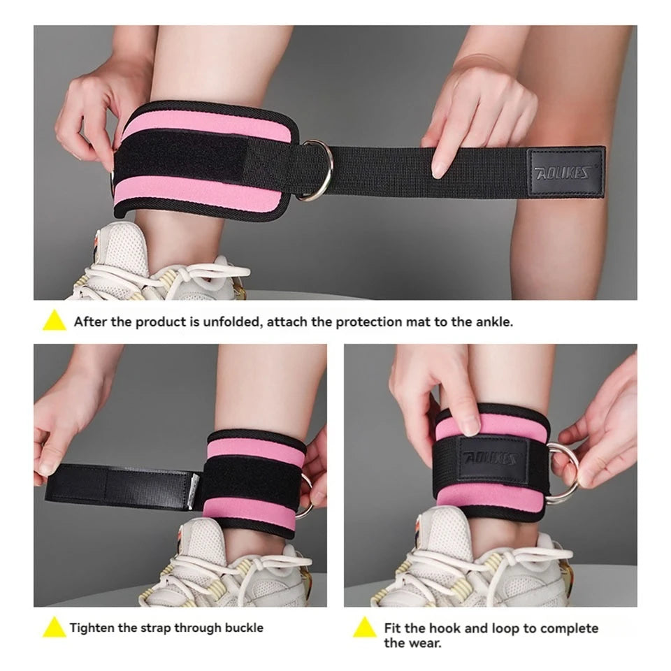 AOLIKES Tobilleras y Muñequeras acolchadas y ajustables con correas acolchadas y anilla en D para máquina de cable, ideales para ejercicios de glúteos