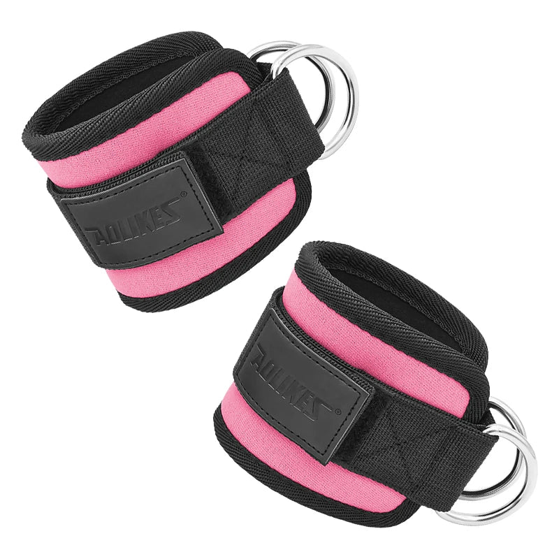 AOLIKES Tobilleras y Muñequeras acolchadas y ajustables con correas acolchadas y anilla en D para máquina de cable, ideales para ejercicios de glúteos