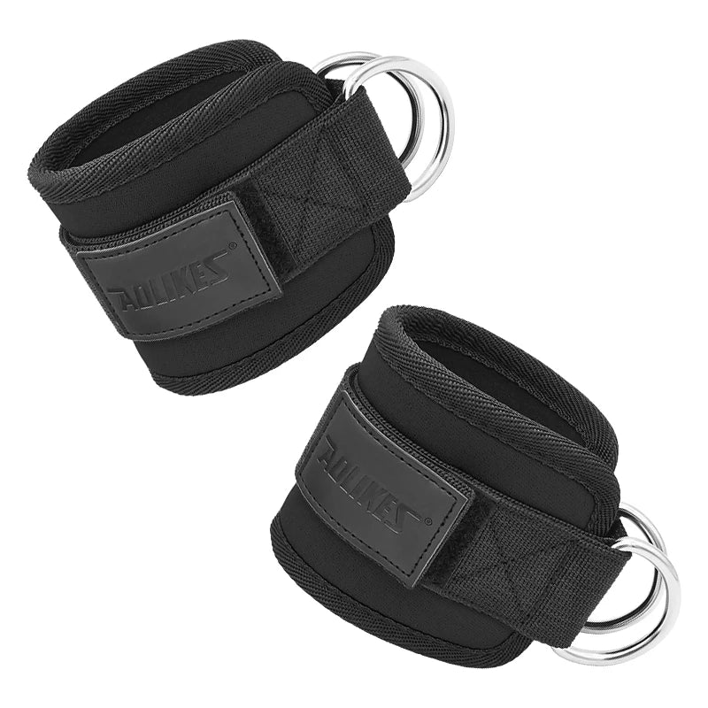 AOLIKES Tobilleras y Muñequeras acolchadas y ajustables con correas acolchadas y anilla en D para máquina de cable, ideales para ejercicios de glúteos