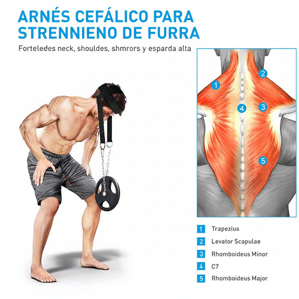 Correa de Entrenamiento de Fuerza Cervical Ajustable — Arnés para la cabeza con Capacidad de Carga para Ejercicios de Fuerza y Fitness en el Gimnasio